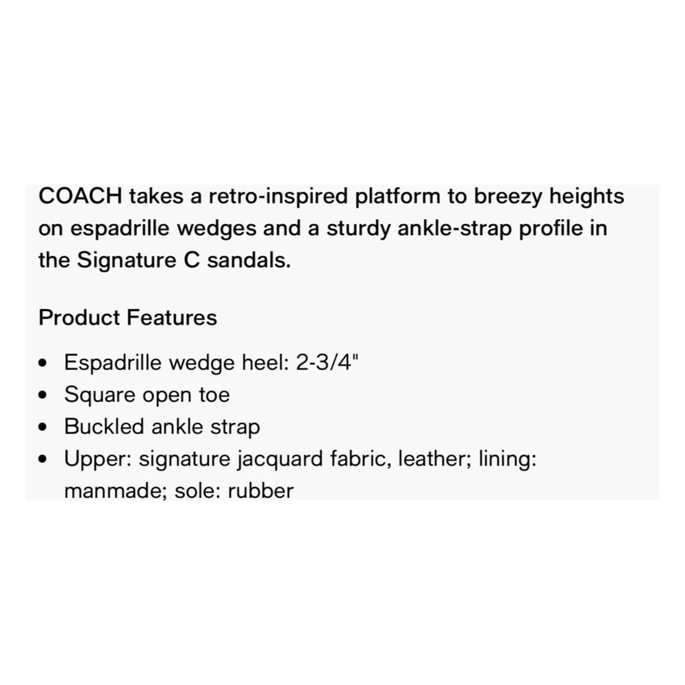 Coach Signature C Wedge Sandals
Size 11 - Picture 10 of 10